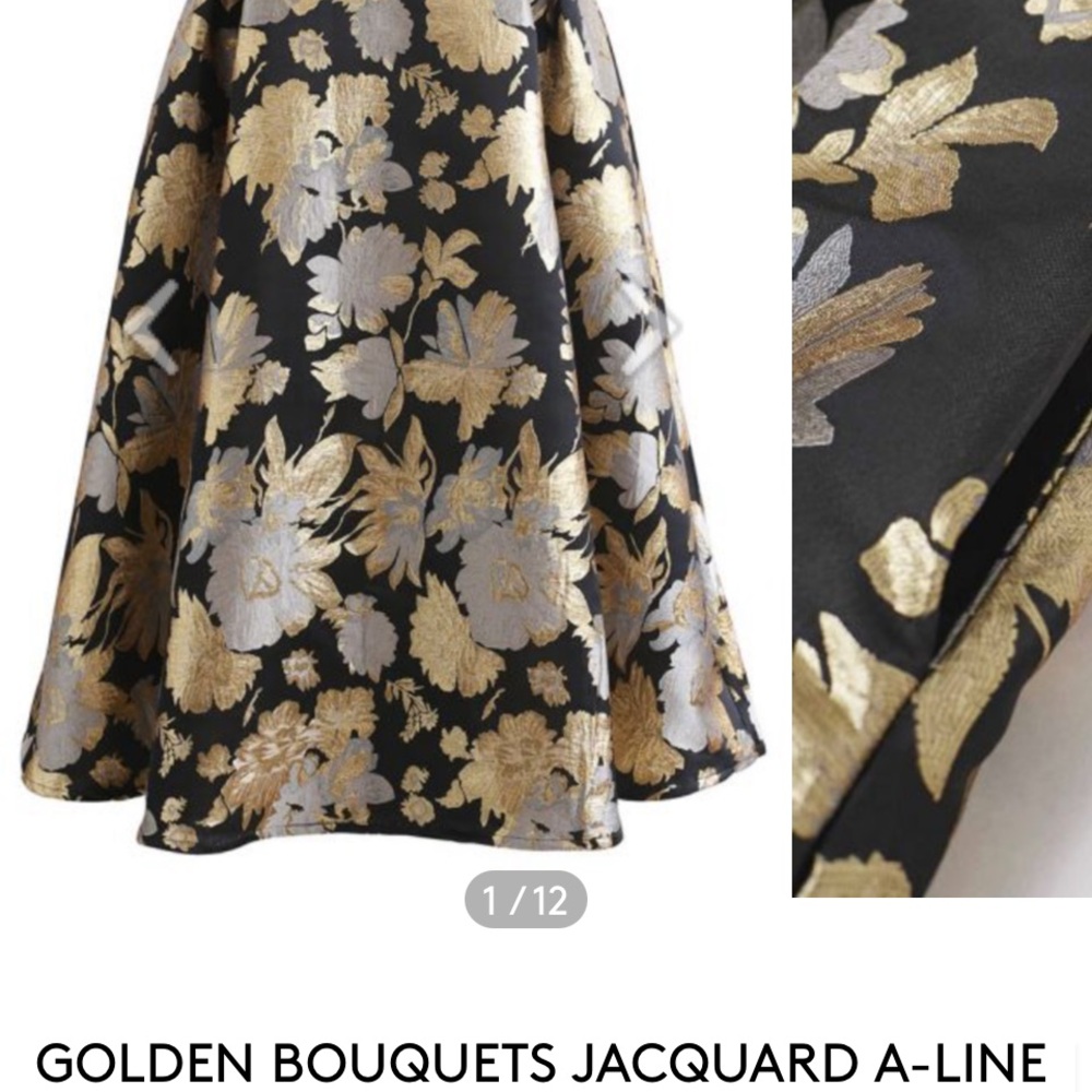 Chicwish Gold and Silver Floral Skirt